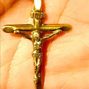Sold! gold Italian cross on .925 silver chain
